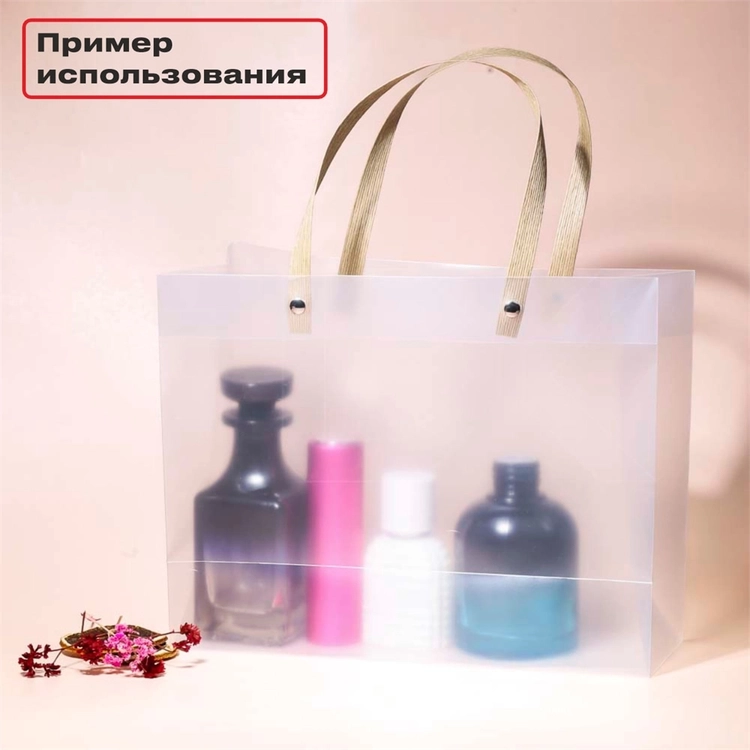 Пакет подарочный, горизонтальный, с бежевыми ручками, 20х25.5х9.5, 390 мкм PK002-20x25.5:LM