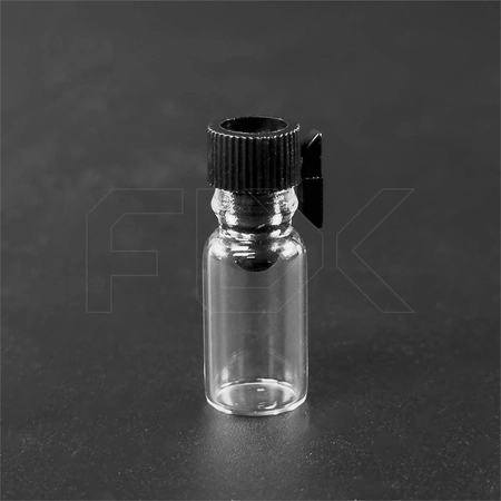 Фиолка 0.5 мл, прозрачное стекло, черная крышка (кратно 1000) 0_F001-0.5 BLACK